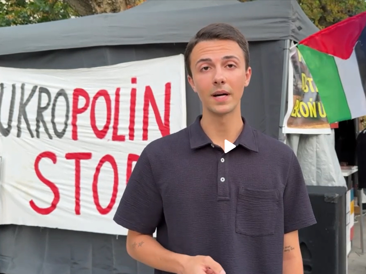 Антиукраинская палатка с палестинскими флагами появилась под посольством США в Варшаве