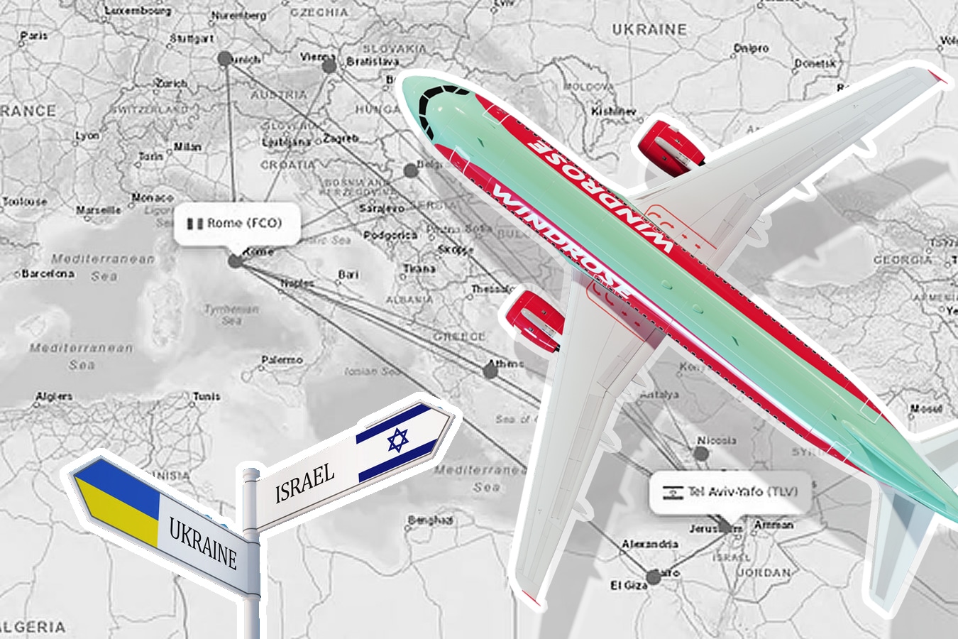 Украинская авиакомпания «Роза Ветров» вышла на рынок Израиля: базирует самолет в Тель-Авиве и выполняет маршруты Родос, Пафос, Рим и Прага
