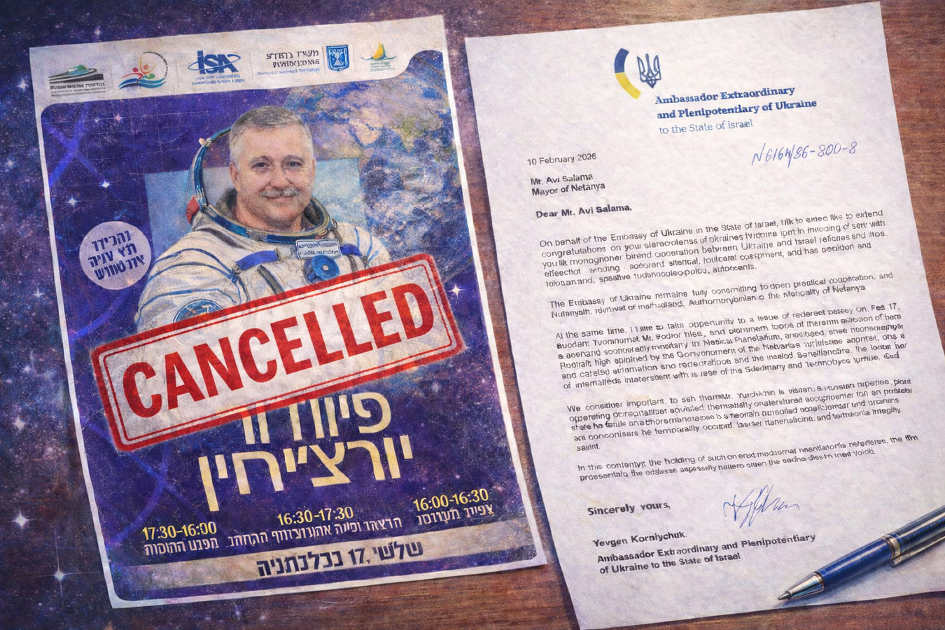 Нетания отменила выступление космонавта-путинца после обращения посольства Украины и давления общины