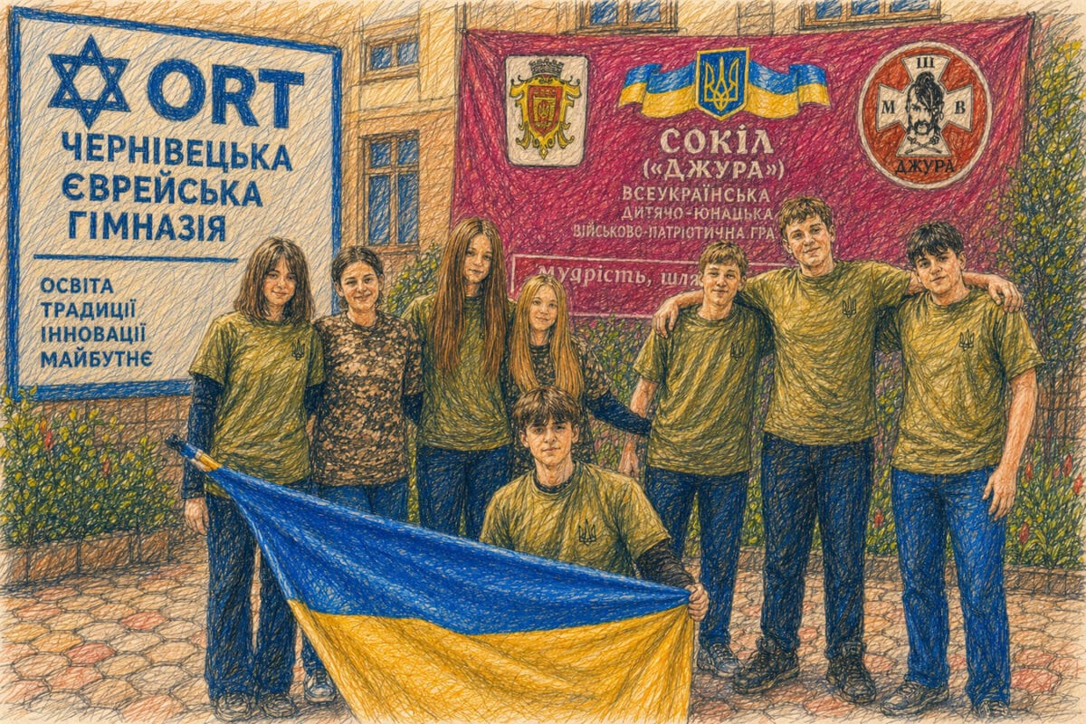 Ученики еврейского черновицкого лицея №15 «ОРТ» представили команду «Козаки» на конкурсе «Впоряд» в рамках всеукраинской детско-юношеской военно-патриотической игры «Сокіл» («Джура»)